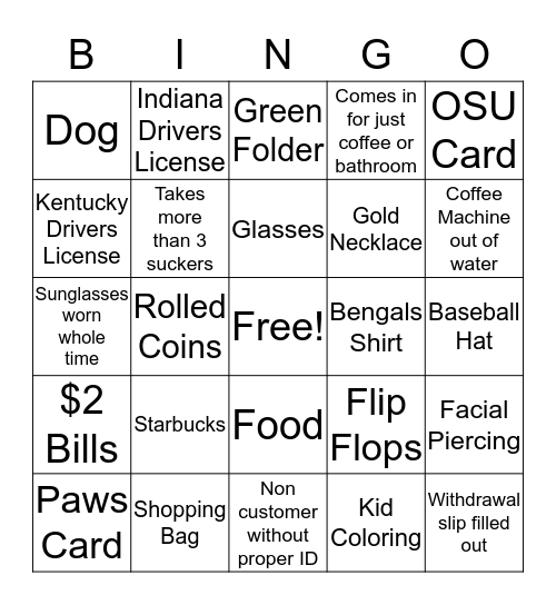 Branch Bingo Card