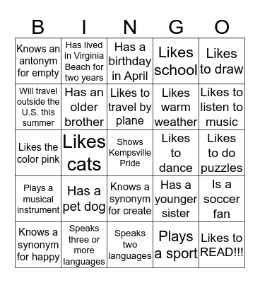 FIND SOMEONE WHO... Bingo Card