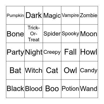 Halloween  Bingo Card