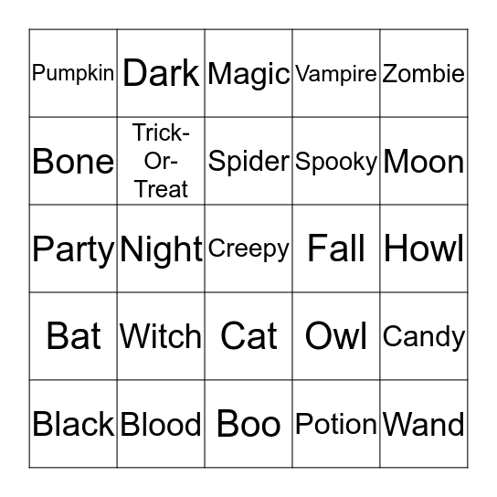 Halloween  Bingo Card