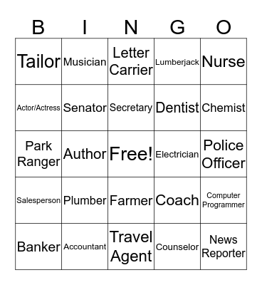 Career Bingo Card