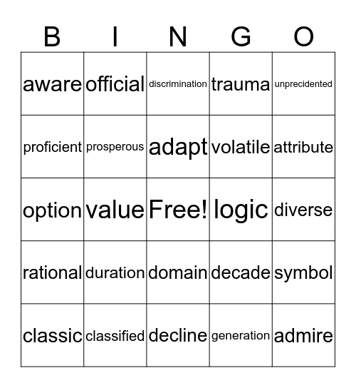 HI Listening Bingo Card