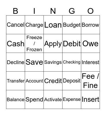 Money Bingo Card