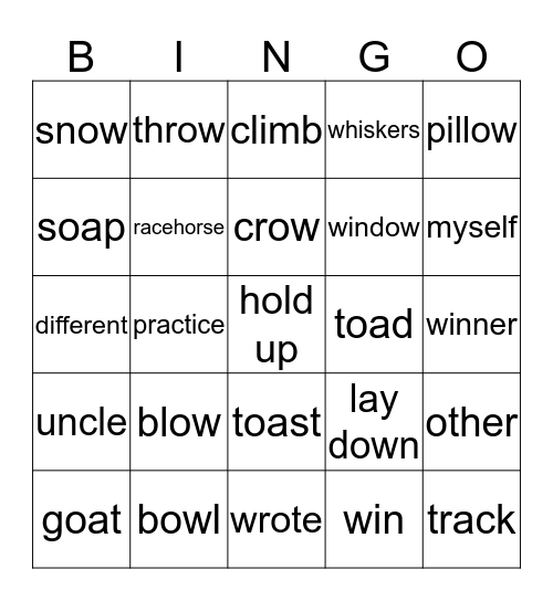 Wordlist 8 Bingo Card