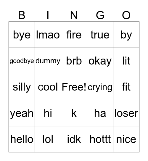 To Kill A Mocking BIrd Bingo Card