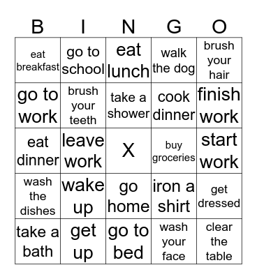 Daily Routine Bingo Card