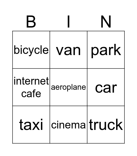IN THE CITY Bingo Card