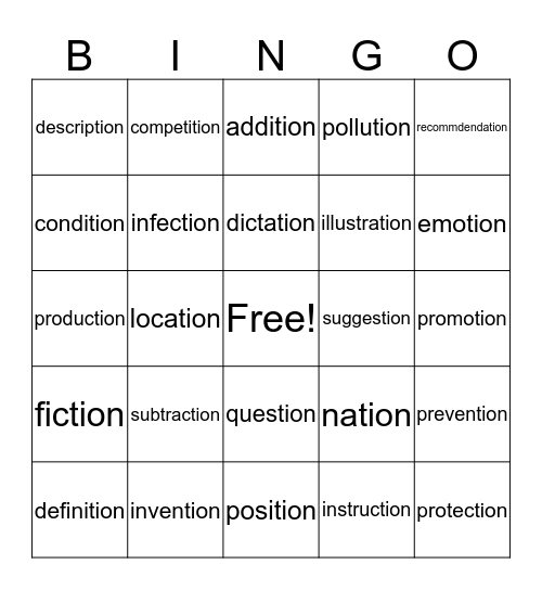 Wilson 7.4 tion words Bingo Card