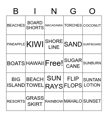 ALOHA Bingo Card