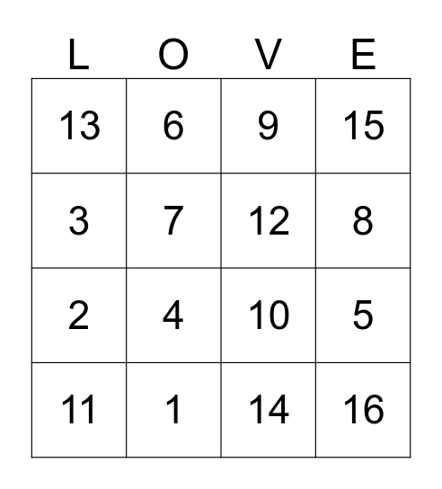 Alexis' Bridal Shower Bingo Card