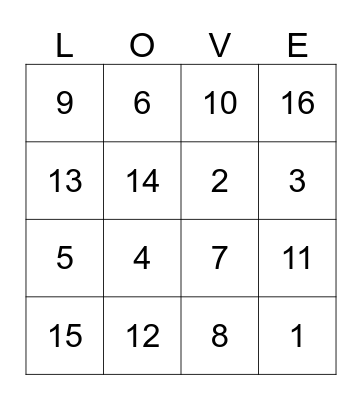 Alexis' Bridal Shower Bingo Card