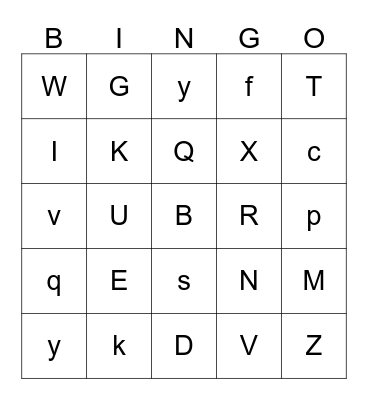 Alphabet Bingo Card