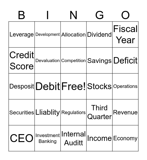 Jefferies Bingo Card