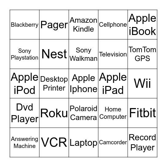 Influential Electronics Bingo Card