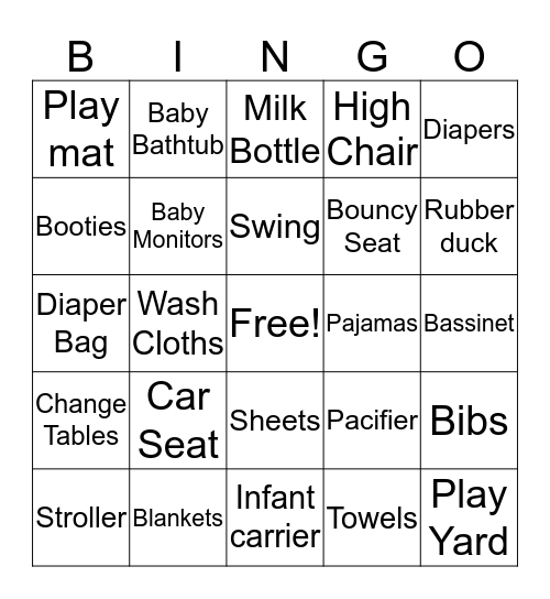 BABY SHOWER Bingo Card