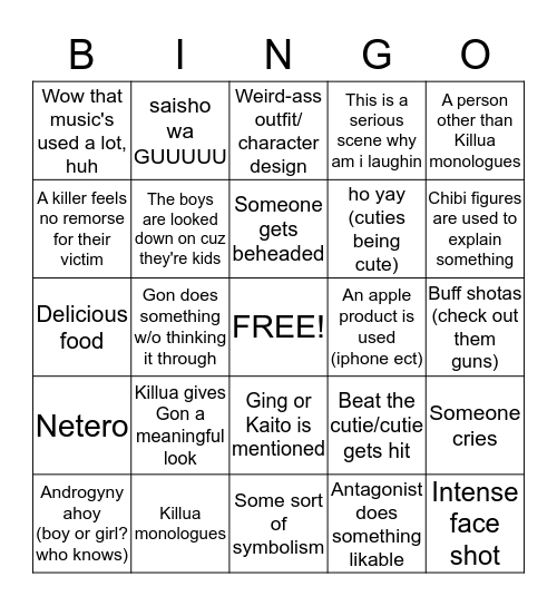 Hantaa Bingo Card