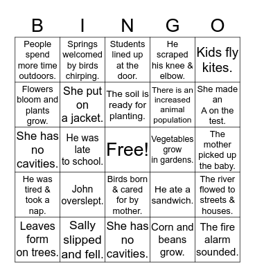 Cause and Effect  Bingo Card