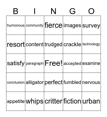 T3 U1, Our World 1-4 Bingo Card