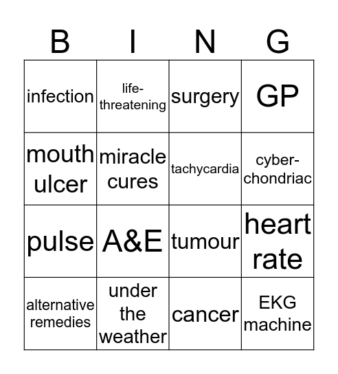 Cyberchondria Bingo Card