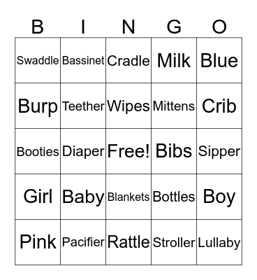 Niti's Baby Shower Bingo Card