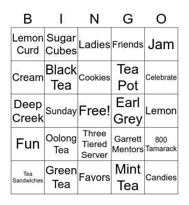 Ladies Tea Bingo Card