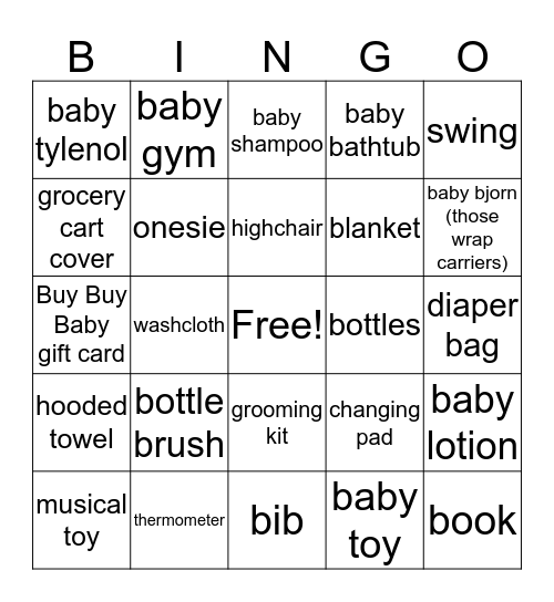 Welcome Baby Jaxon Bingo Card