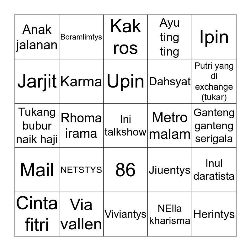 Bingo Card