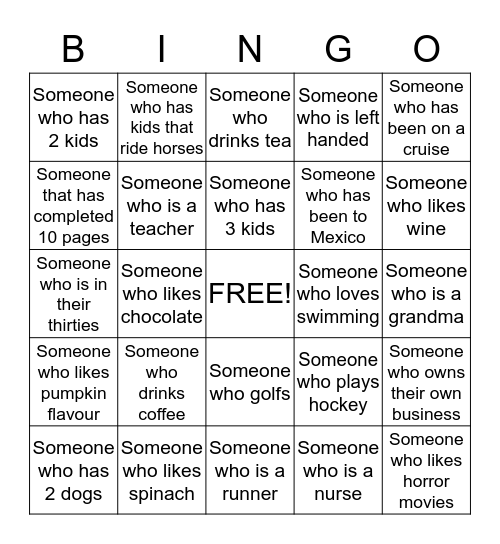 2013 Fall Scrapbooking People Bingo  Bingo Card