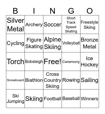 McDowell Olympics Bingo Card