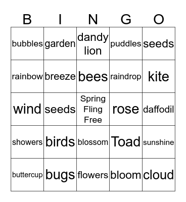 Spring Fling  Bingo Card