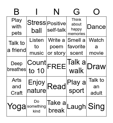 COPING SKILLS Bingo Card