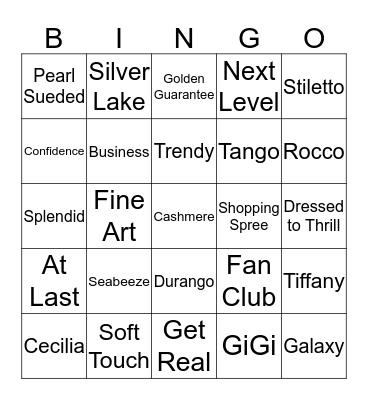 BLINGO Bingo Card