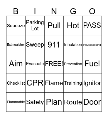 FIRE SAFETY BINGO Card