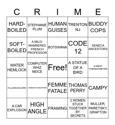 CRIME FICTION Bingo Card