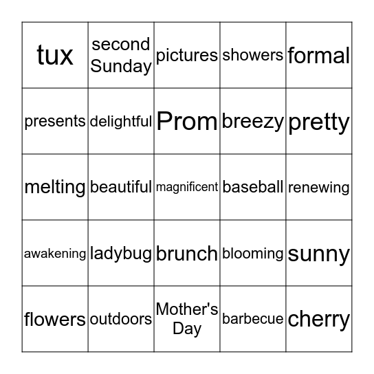 May Bingo Card