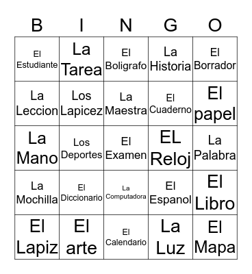 LOTERIA_La escuela Bingo Card