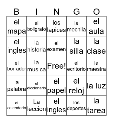 chloe Bingo Card