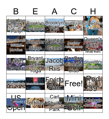 Summer 2018 Bucket List Bingo Card