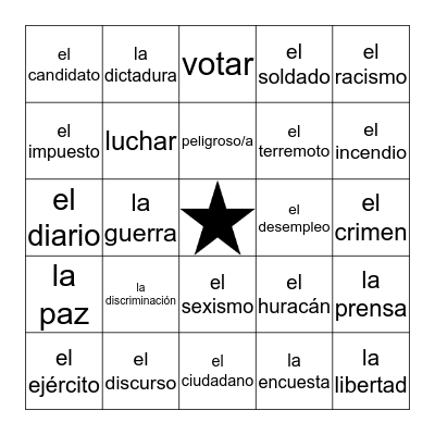 Las actualidades Bingo Card