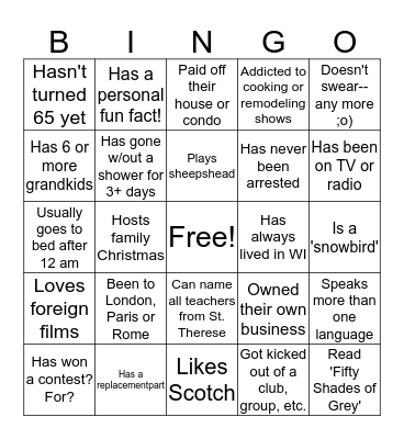 Find someone who... Bingo Card