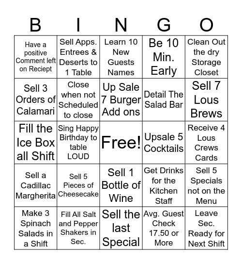 Server  Bingo !!! Bingo Card