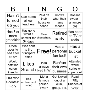 Find someone who... Bingo Card