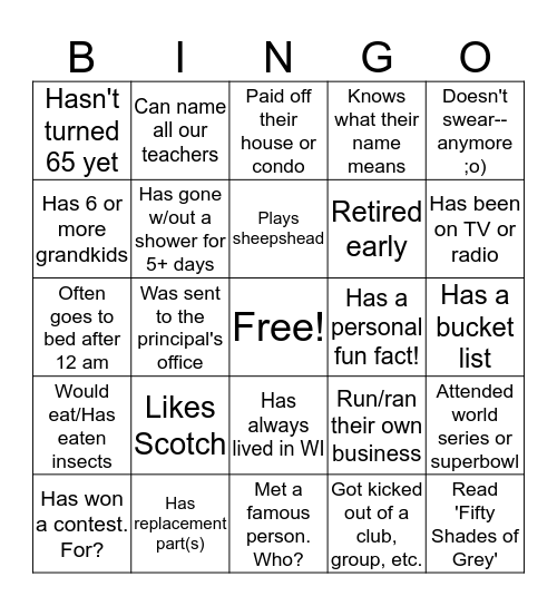 Find someone who... Bingo Card