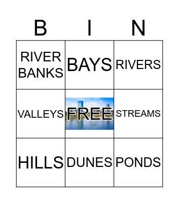 Bodies of Water and Landforms Bingo Card