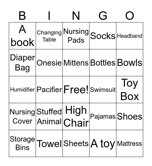 Baby Bingo Card