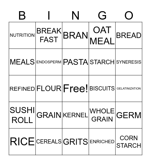 GREEN TABLE BINGO Card