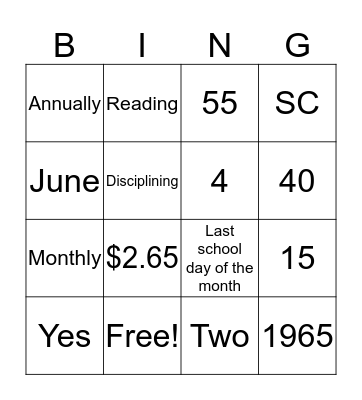 Manual Bingo Card