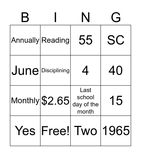 Manual Bingo Card