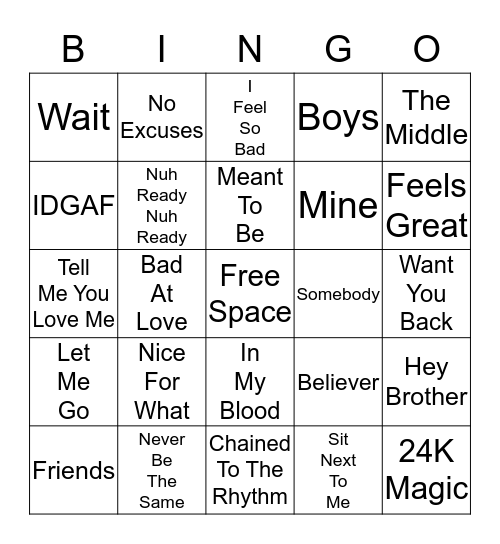 Current Mix Card 3 Bingo Card