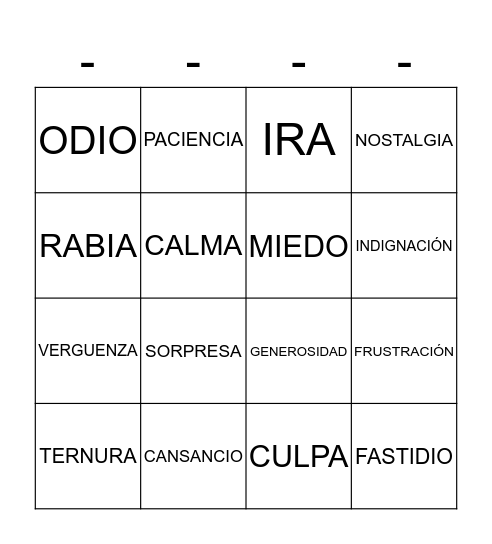 Bingo CBU Bingo Card